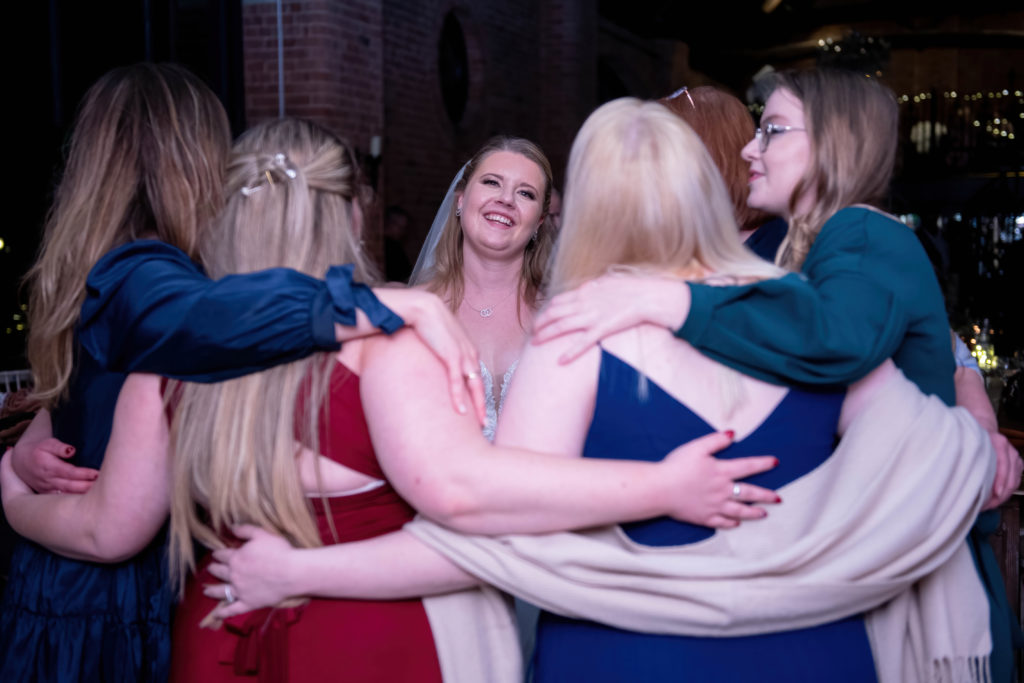 edding guests chatting during reception