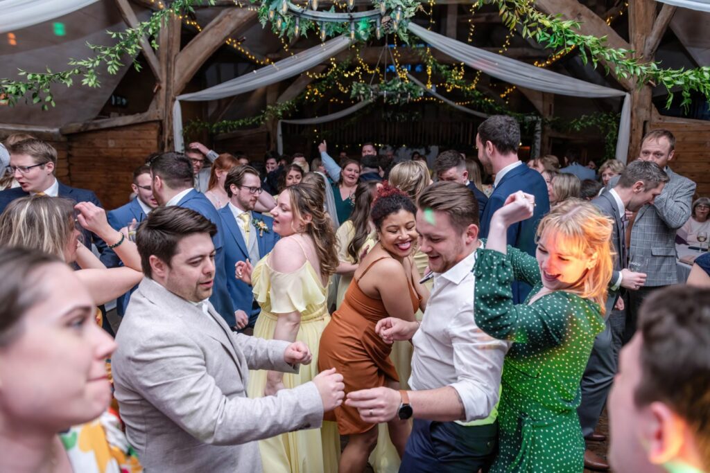 Fun and relaxed wedding photography Warwickshire on the dancefloor